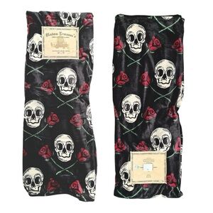 Madam Troussou’s   Black skull blanket 50” x 70” new with tags factory wrapped